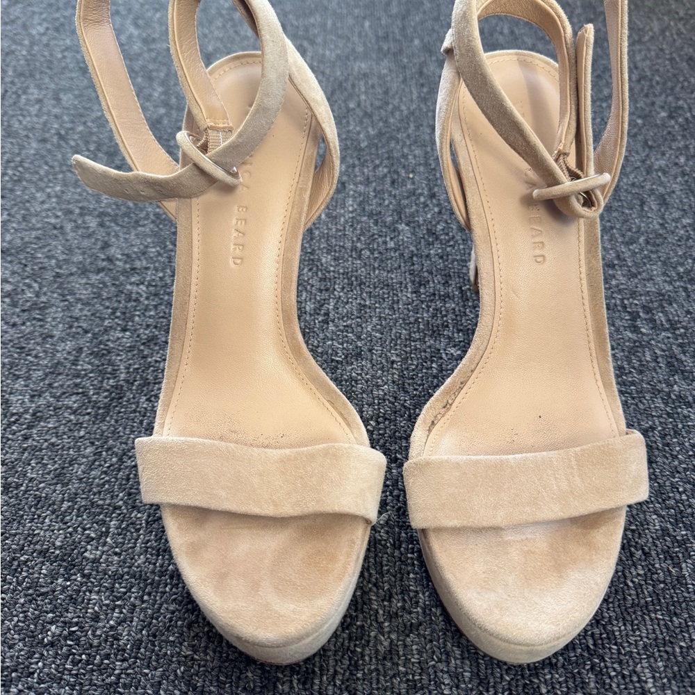 Veronica Beard Darcelle Suede Platform Ankle-Wrap Heeled Sandals Size 7.5 - Picture 3 of 9